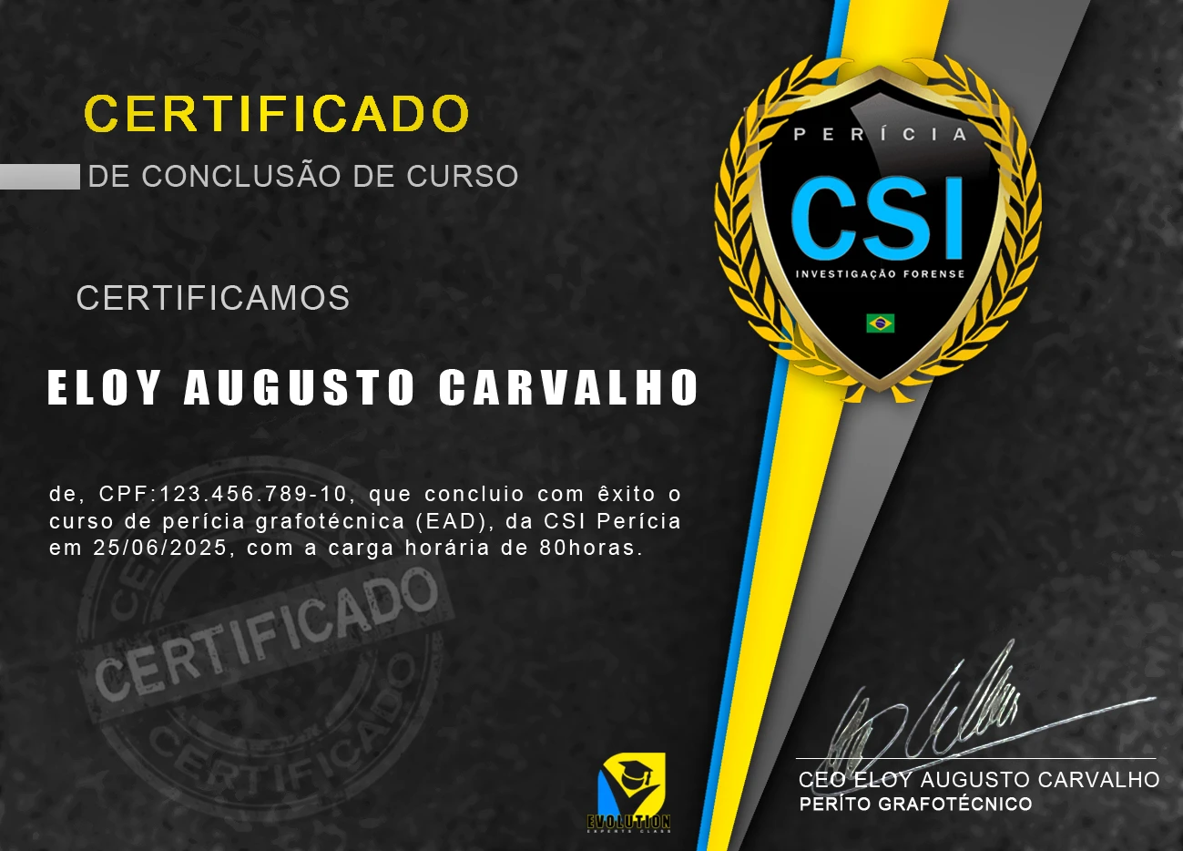Certificado CSI Evolution - Frente